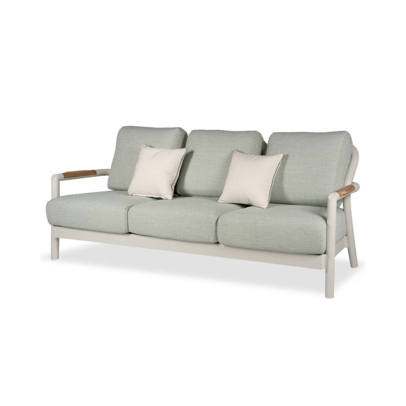 Sofa cambridge 3 plazas verde beige de aluminio crema 208x83x80cm