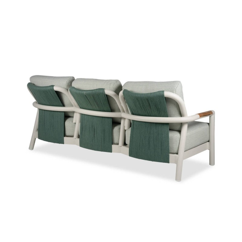 Sofa cambridge 3 plazas verde beige de aluminio crema 208x83x80cm