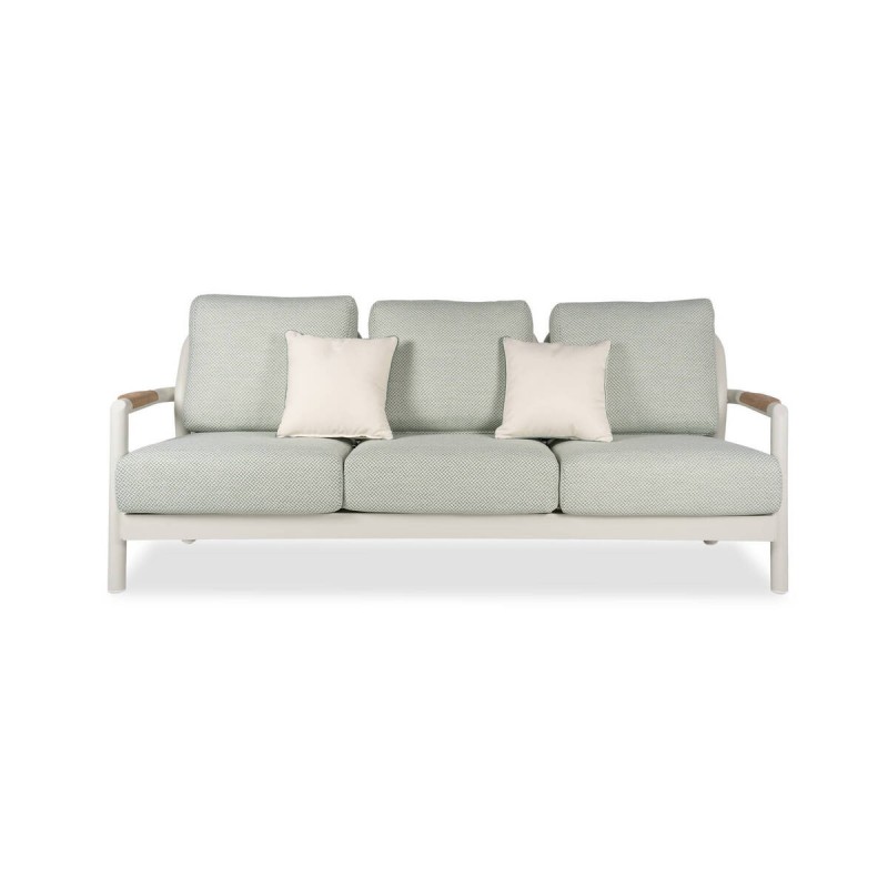Sofa cambridge 3 plazas verde beige de aluminio crema 208x83x80cm