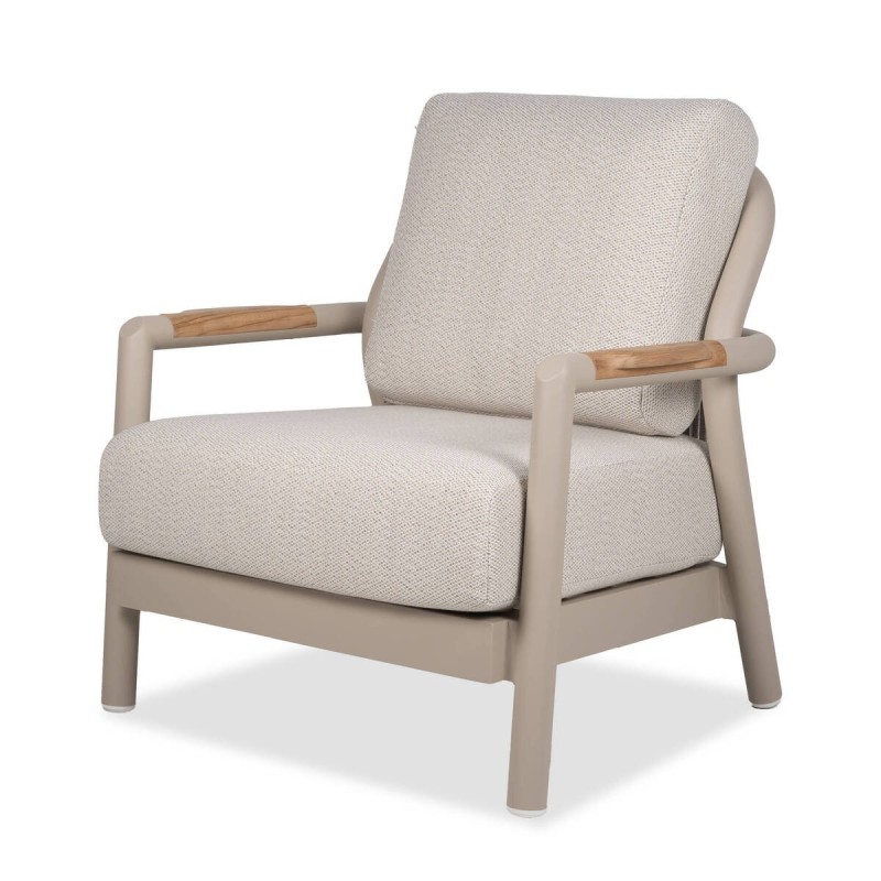 Sillón cambridge de aluminio taupe y cuerda entrelazada 83x83x80cm