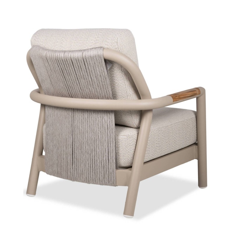 Sillón cambridge de aluminio taupe y cuerda entrelazada 83x83x80cm