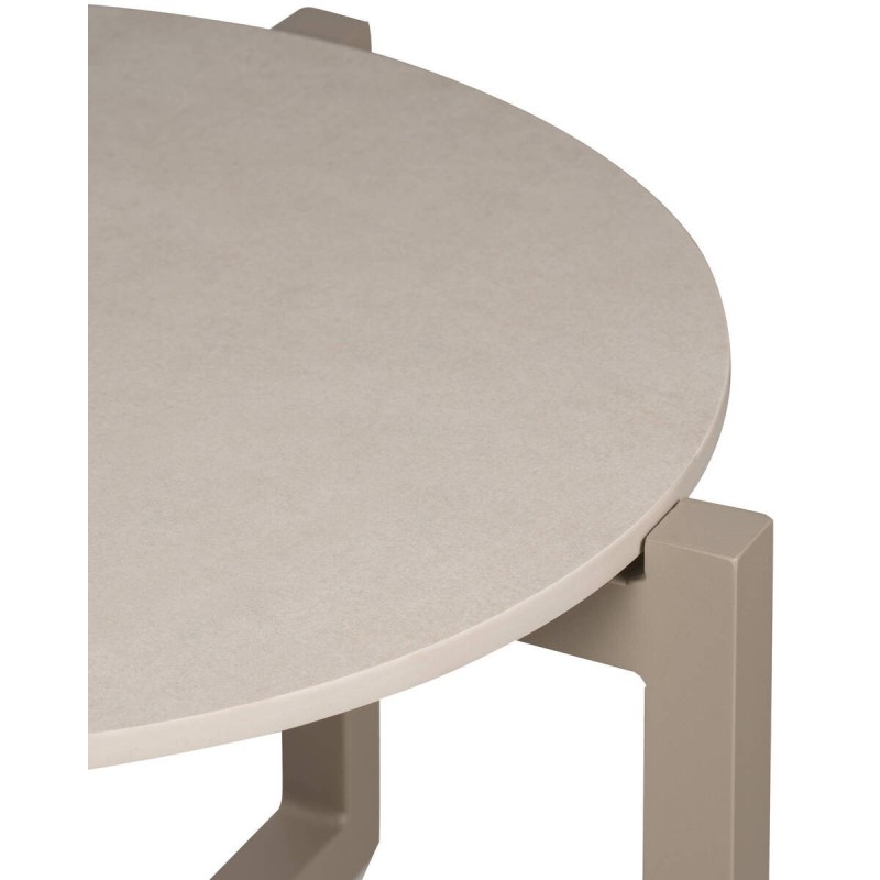 Mesa de rincón de terraza tessa de aluminio y tapa de cerámica crema 74x30cm
