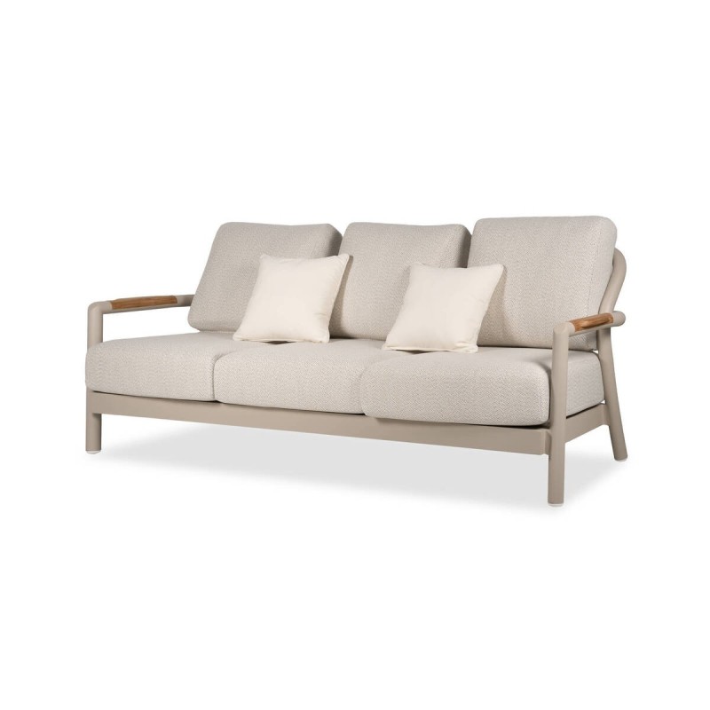 Sofa cambridge 3 plazas aluminio taupe y cuerda entrelazada 208x83x80cm