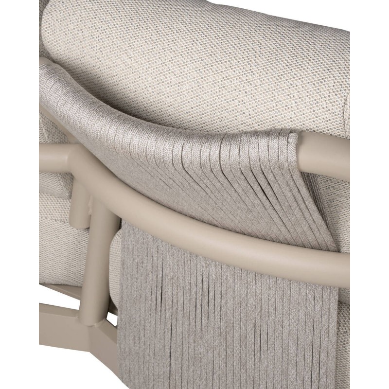 Sofa cambridge 3 plazas aluminio taupe y cuerda entrelazada 208x83x80cm