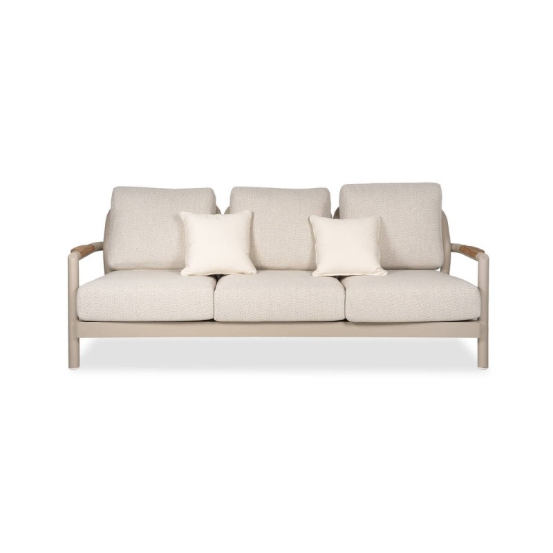 Sofa cambridge 3 plazas aluminio taupe y cuerda entrelazada 208x83x80cm