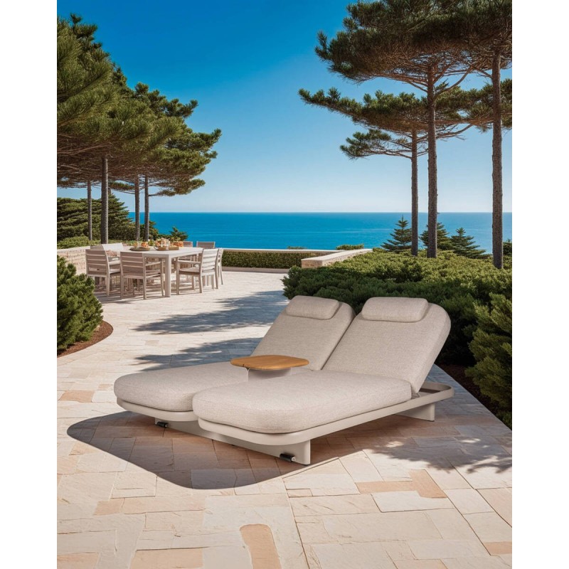 Tumbona fontelina 2 plazas de aluminio color mocca 201x76x32cm