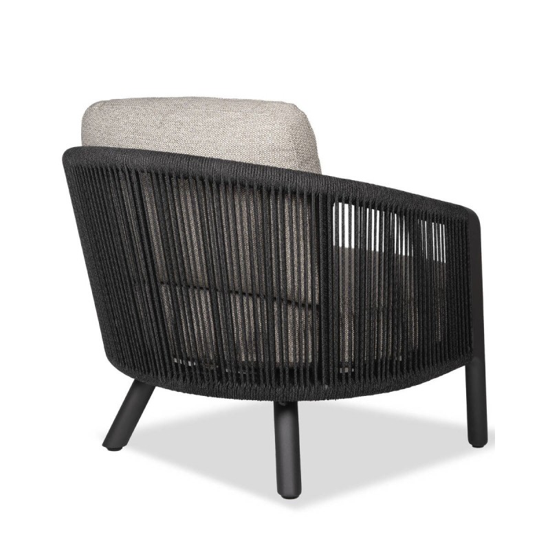 Sillón haven de exterior de aluminio carbón y cojín gris 81x88x80cm