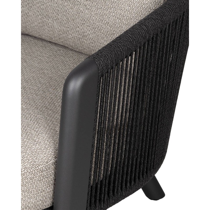 Sillón haven de exterior de aluminio carbón y cojín gris 81x88x80cm