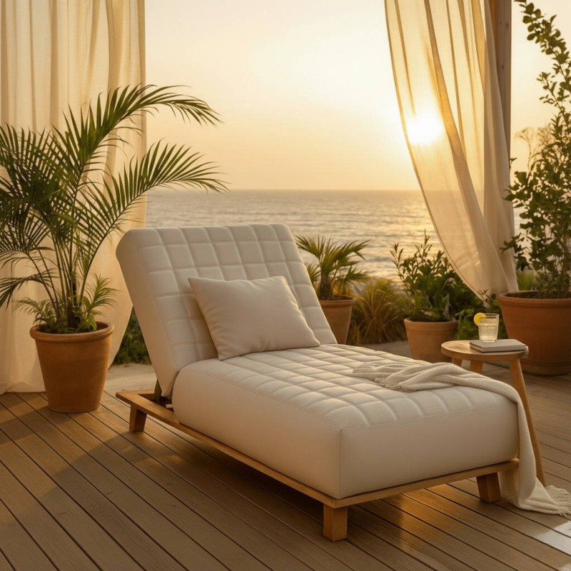 Icon Lounger con patas de teca  213 x 89 x 41 cm