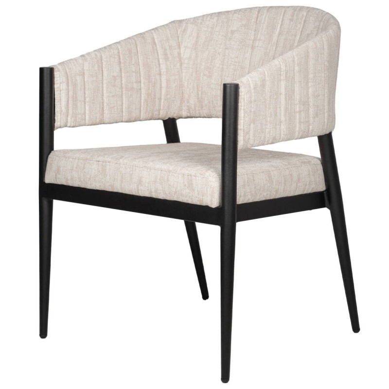 Silla ambra de aluminio negro y textil beige 60x60x80cm