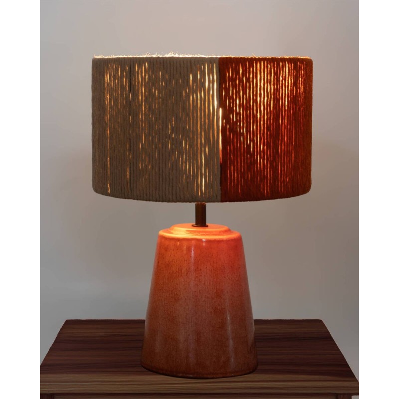 Lámpara de sobremesa capri naranja con pantalla natural 25x36cm