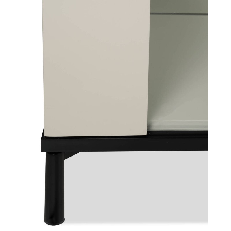 Vitrina lumis de lacado gris brillante con baldas de cristal y espejo 99x42x187cm