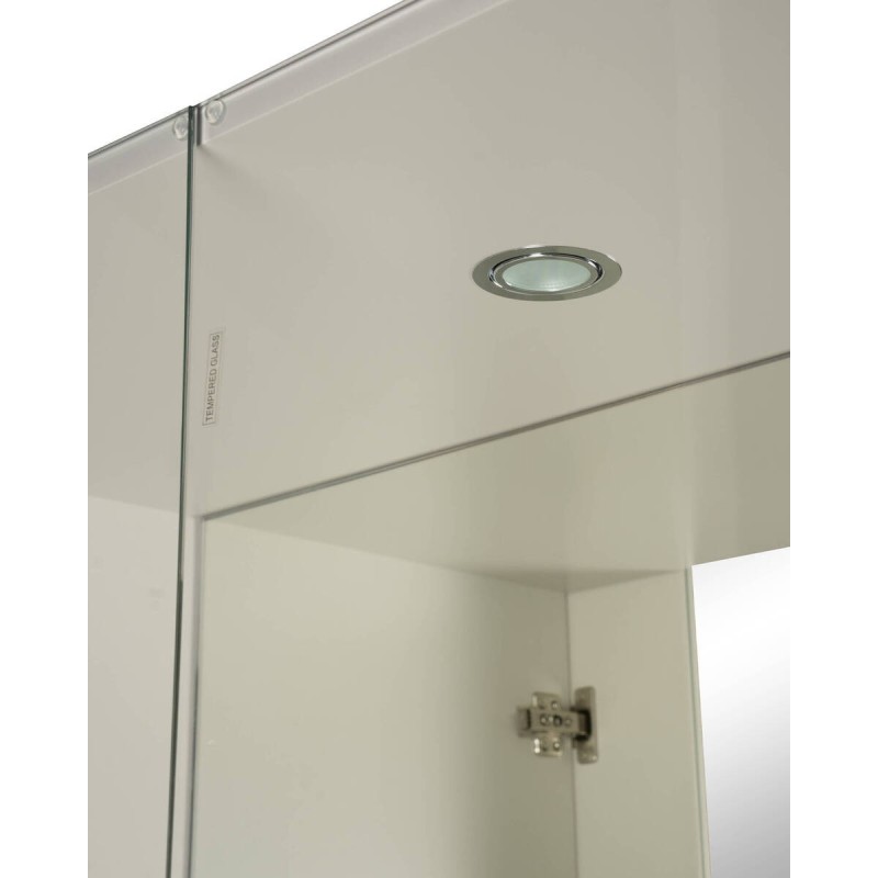 Vitrina lumis de lacado gris brillante con baldas de cristal y espejo 99x42x187cm