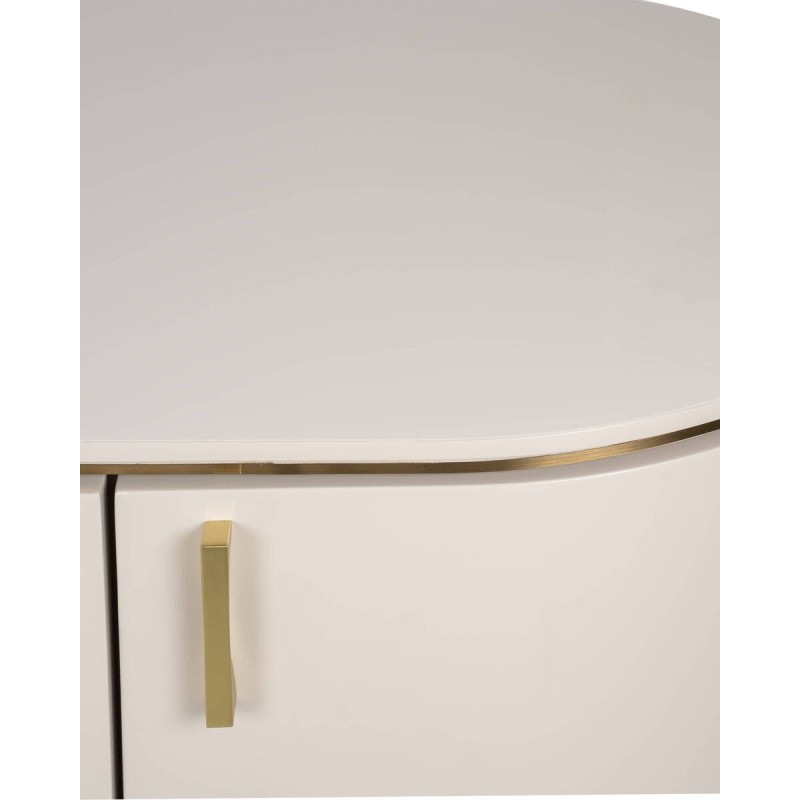 Aparador hera ovalado y lacado gris claro con detalles dorados 174x47x82cm