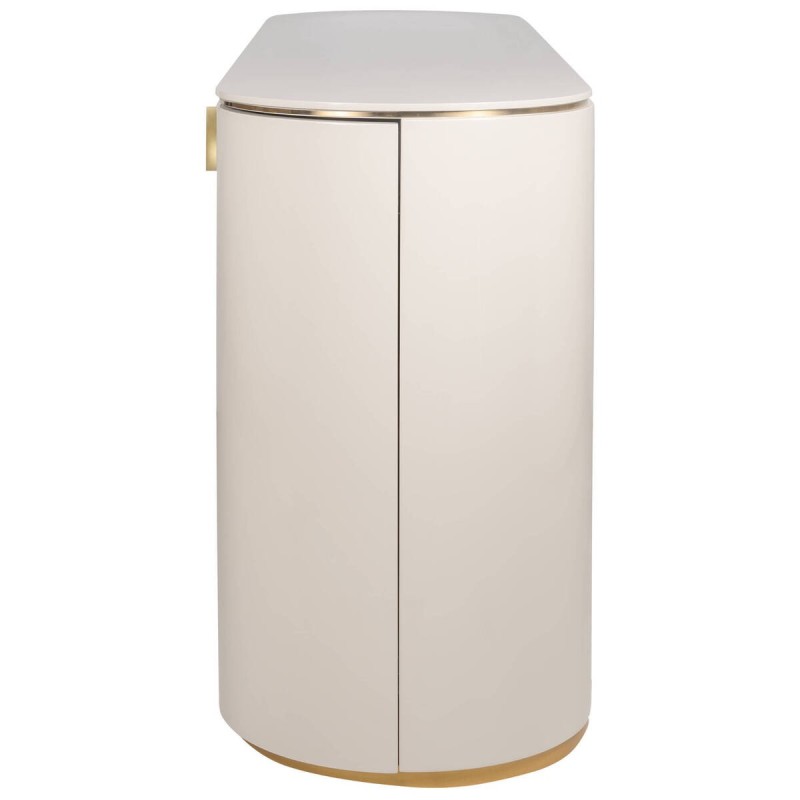 Aparador hera ovalado y lacado gris claro con detalles dorados 174x47x82cm