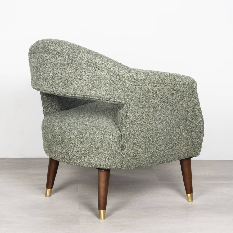 SILLÓN AURORA VERDE OLIVA CON PATAS DE PINO Y DETALLES DORADOS 78x74x80cm