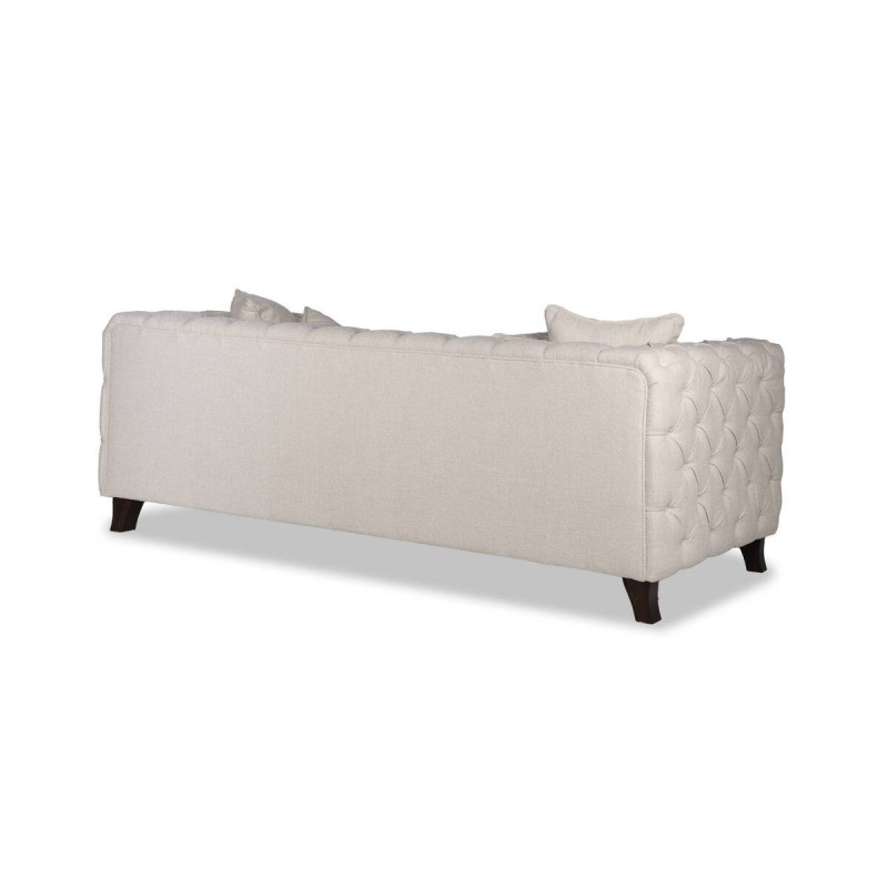 SOFÁ ELYSIAN CON CAPITONÉ EN MARFIL Y PATAS DE PINO 249x92x81 cm
