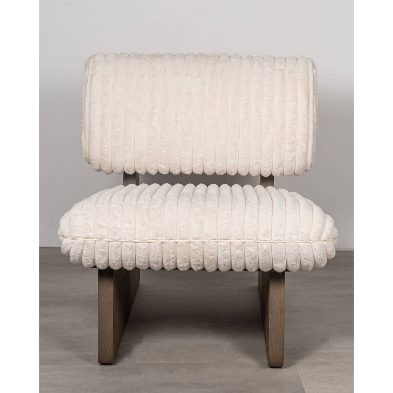 Sillón Nilo moderno tapizado beige con base de madera