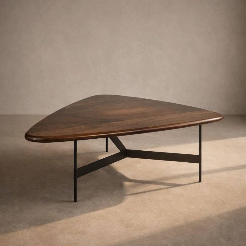 Mesa de centro lura en madera wengué y estructura de hierro 83x60x34cm