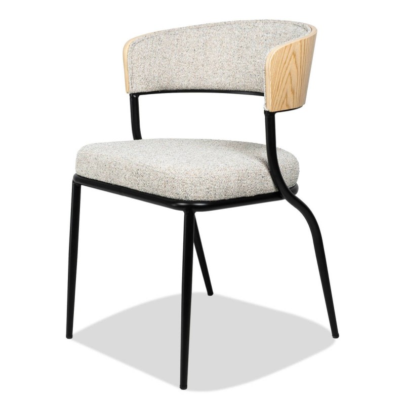 Silla Eilo de chapa de nogal y tapizado bouclé blanco 69x52x73cm