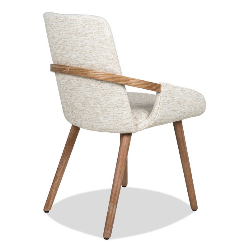 Silla de comedor Avana tapizada beige con patas de madera 54x59x82 cm
