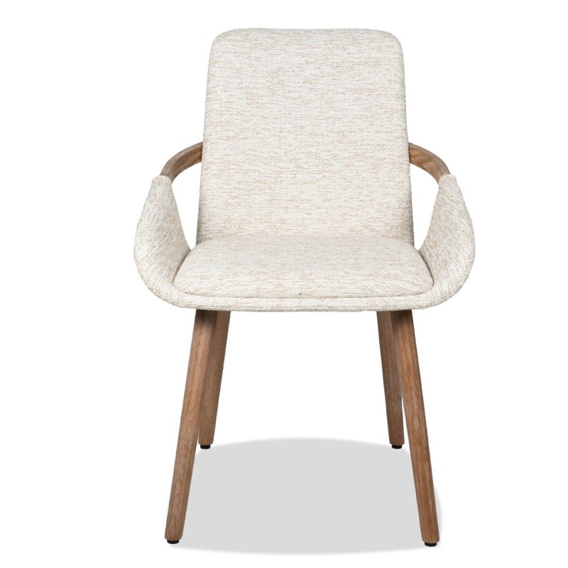 Silla de comedor Avana tapizada beige con patas de madera 54x59x82 cm