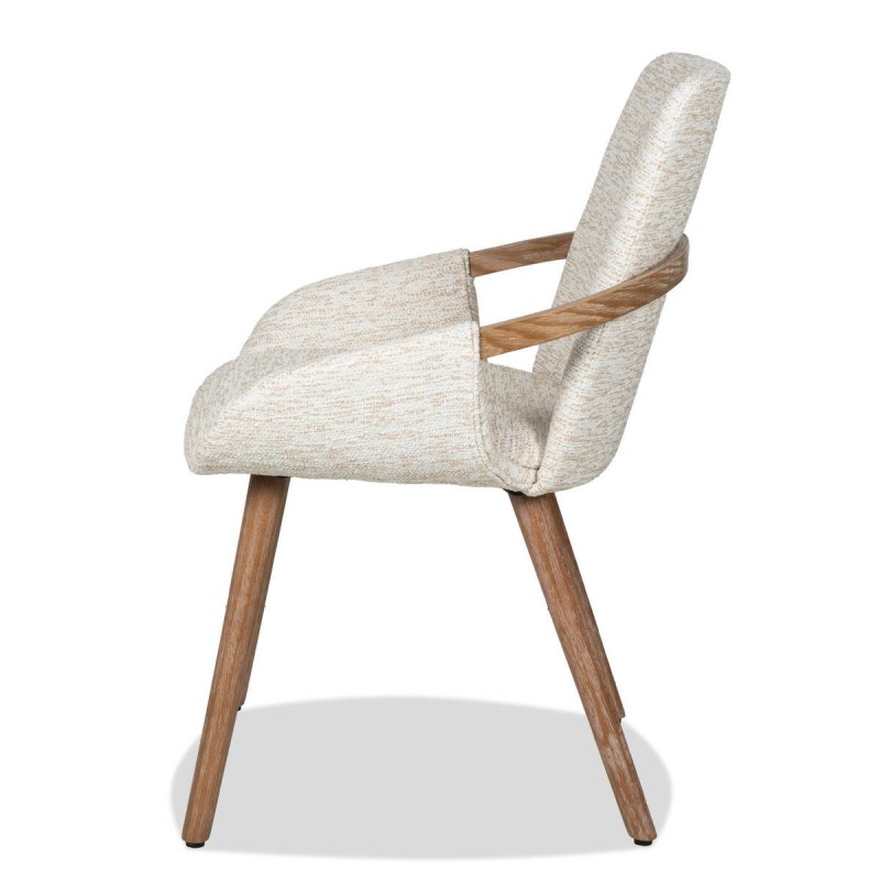 Silla de comedor Avana tapizada beige con patas de madera 54x59x82 cm