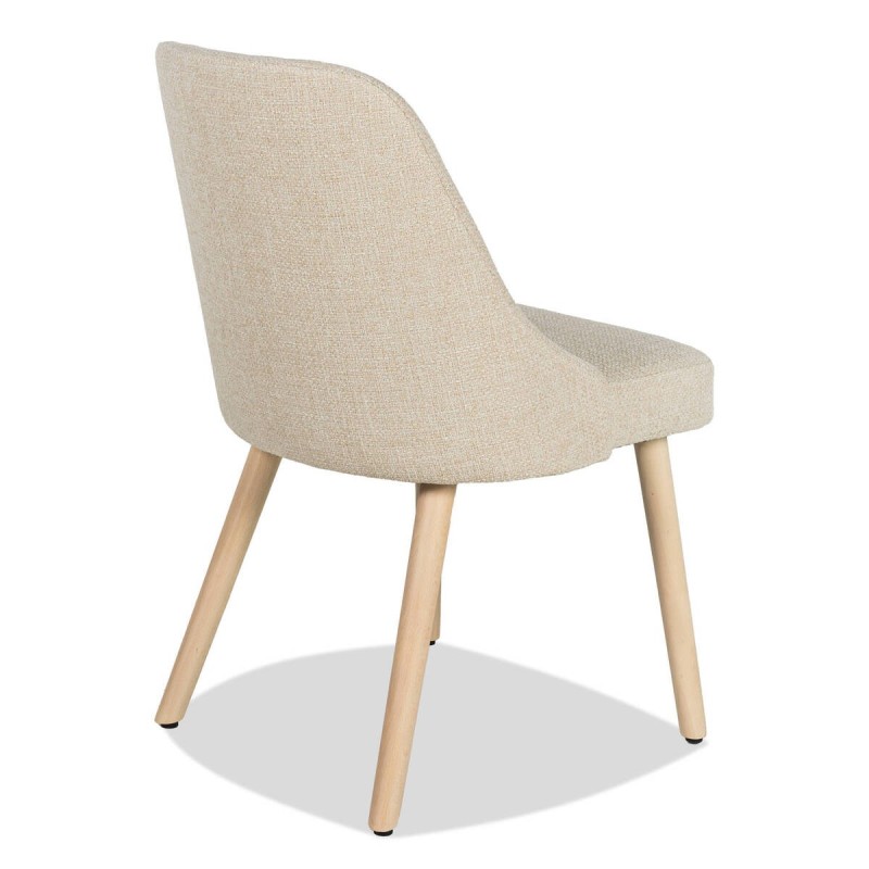 Silla Solen tapizada beige con patas de madera maciza
