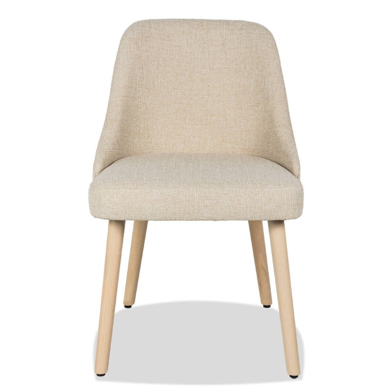 Silla Solen tapizada beige con patas de madera maciza