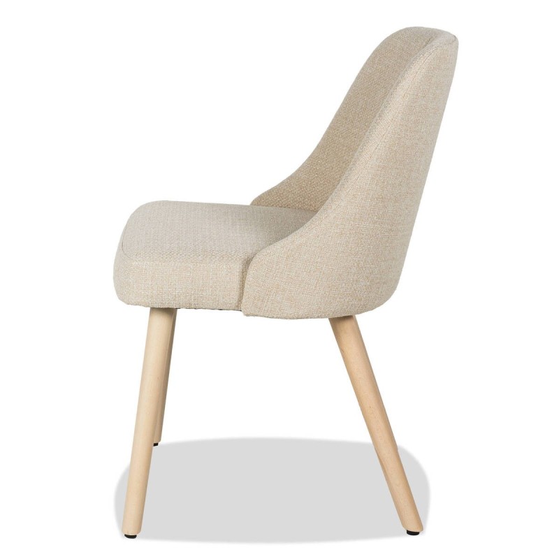 Silla Solen tapizada beige con patas de madera maciza