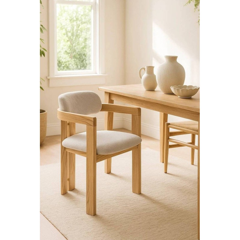 Silla curva Tove de madera contrachapada roble 55x50x74cm