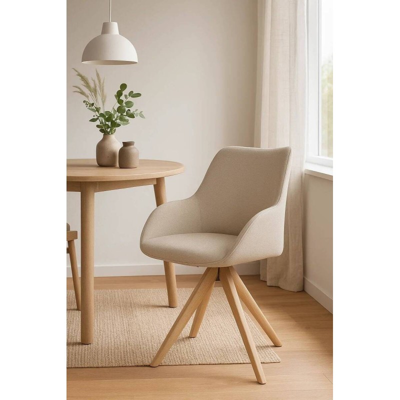 Silla giratoria swirl con patas cruzadas de fresno 61x56x87cm