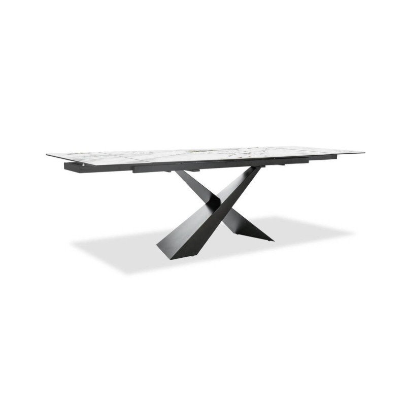 Mesa de comedor extensible bulinx con tapa de cerámica y patas cruzadas 240/180x90x76cm
