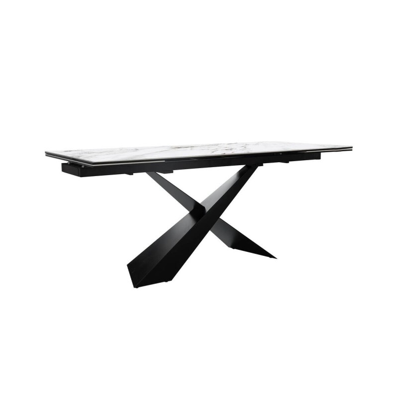 MESA DE COMEDOR EXTENSIBLE BULINX CON TAPA DE CERÁMICA Y PATAS CRUZADAS 240/180x90x76cm