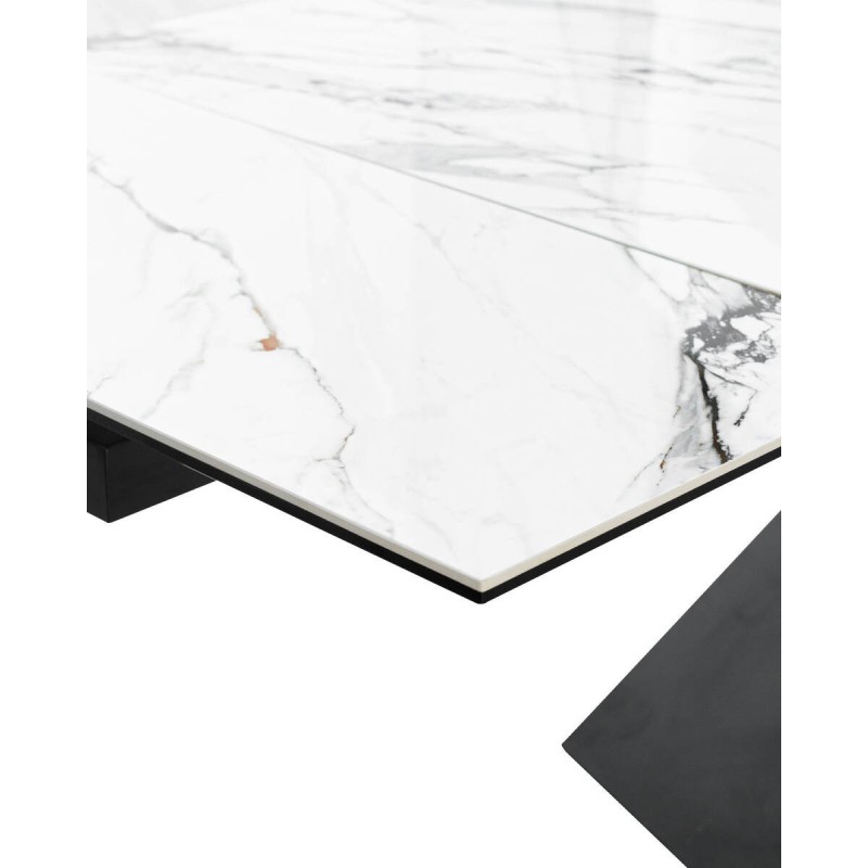 MESA DE COMEDOR EXTENSIBLE BULINX CON TAPA DE CERÁMICA Y PATAS CRUZADAS 240/180x90x76cm