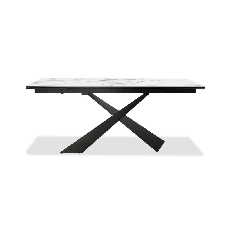 MESA DE COMEDOR EXTENSIBLE BULINX CON TAPA DE CERÁMICA Y PATAS CRUZADAS 240/180x90x76cm
