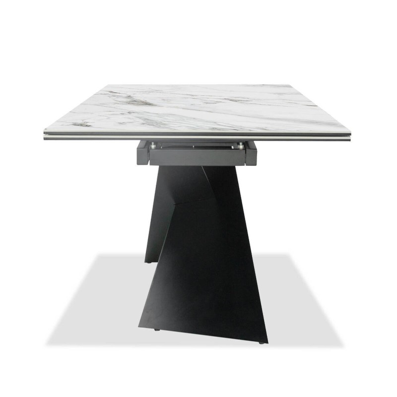 MESA DE COMEDOR EXTENSIBLE BULINX CON TAPA DE CERÁMICA Y PATAS CRUZADAS 240/180x90x76cm
