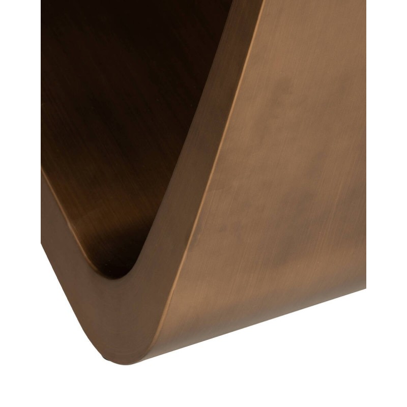 Mesa De Comedor Calix Extensible En Cerámica Brillo Blanco Y Base Bronce 180/270x100x76cm