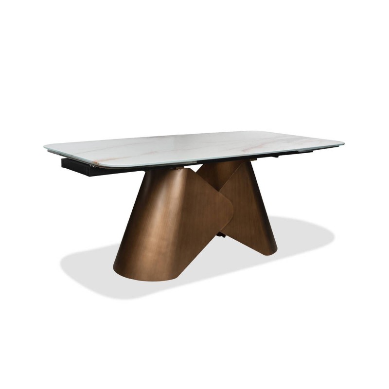 Mesa de comedor alenza extensible con tapa de cristal 180/270x100x76cm