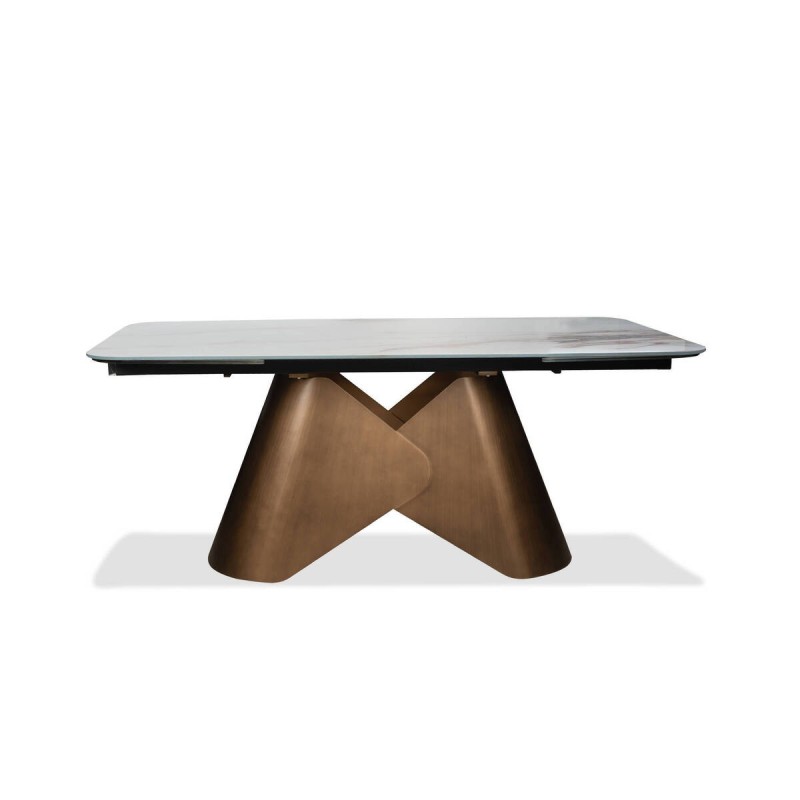 Mesa de comedor Alenza extensible con tapa de cristal 180/270x100x76cm