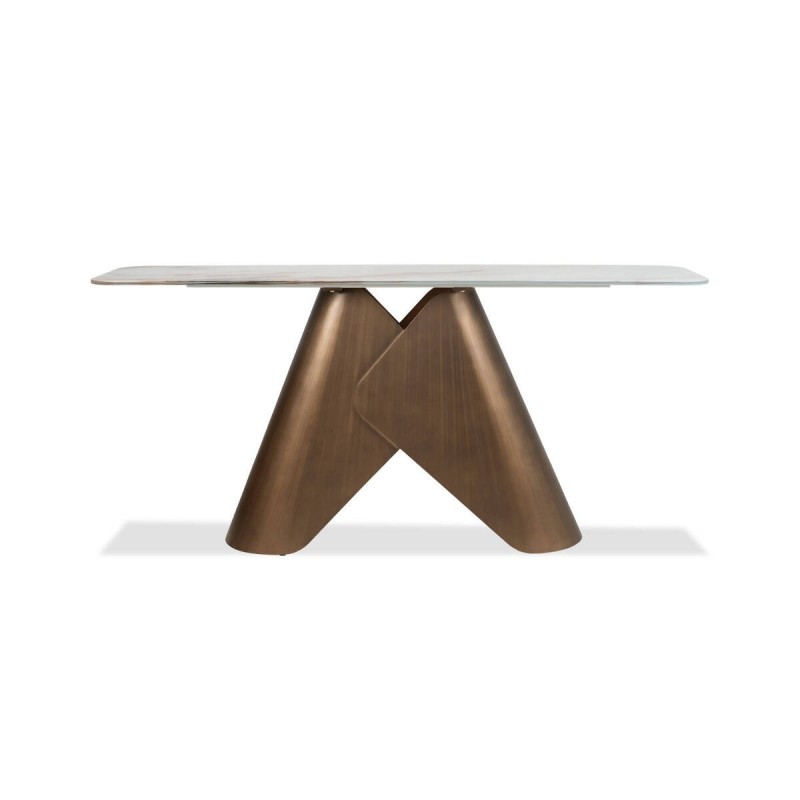 Consola fiamma con tapa efecto mármol y base de bronce 160x40x76cm