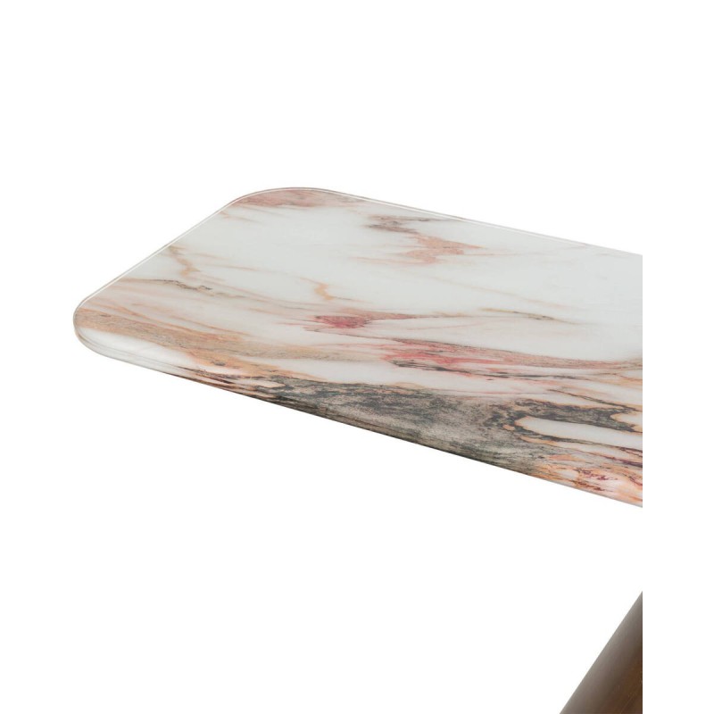 Consola fiamma con tapa efecto mármol y base de bronce 160x40x76cm
