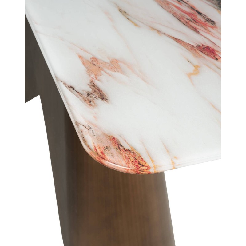 Consola fiamma con tapa efecto mármol y base de bronce 160x40x76cm