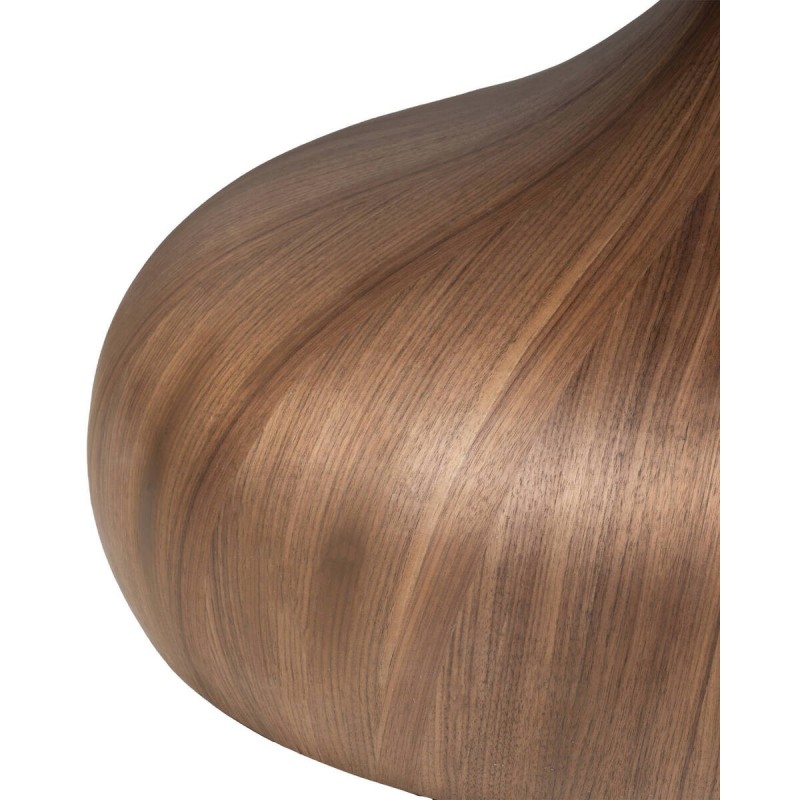 MESA DE COMEDOR OVALADA KAURA DE CERÁMICA BLANCA Y BASE DE MADERA NOGAL