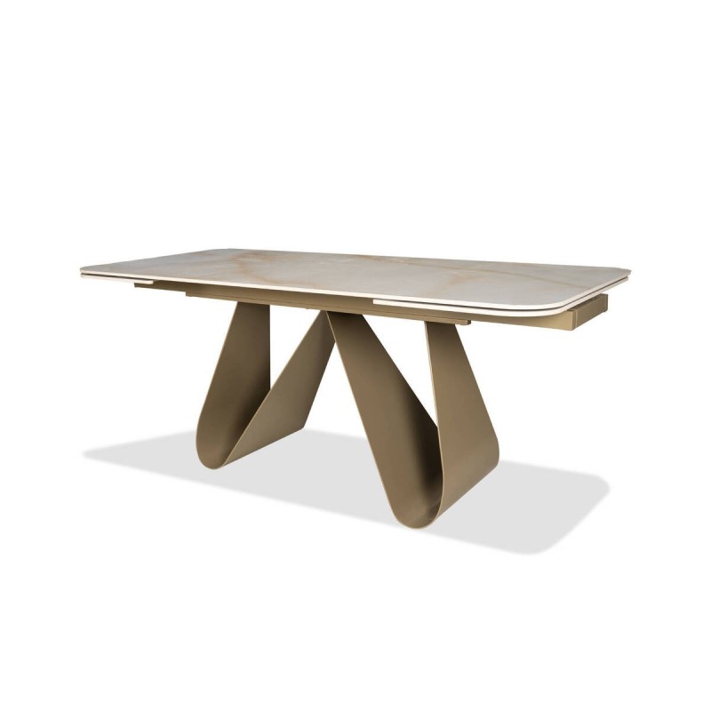 Mesa de comedor extensible velveta de cerámica y patas de metal 260/180x90x76cm