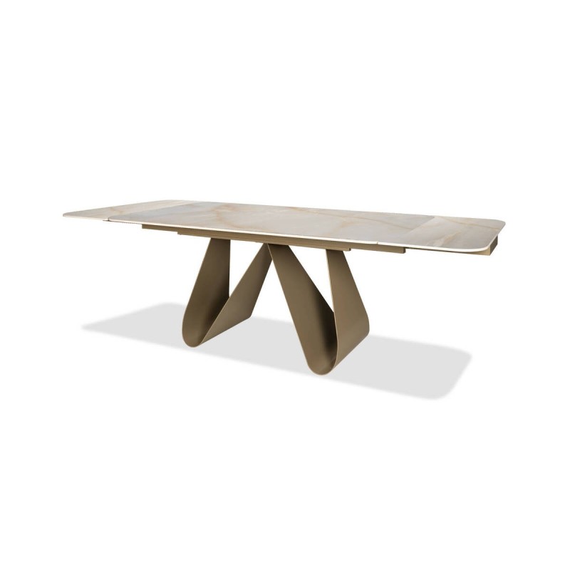 Mesa de comedor extensible Velveta de cerámica y patas de metal 260/180x90x76cm