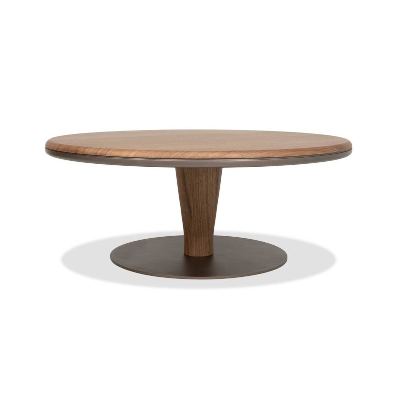 MESA DE CENTRO ELIAN REDONDA EN NOGAL Y METAL MARRÓN PERLA