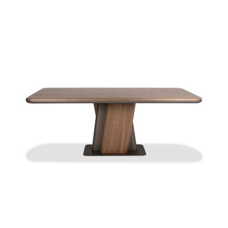 Mesa de comedor kairon rectangular en nogal y metal marrón perla 200x95 cm