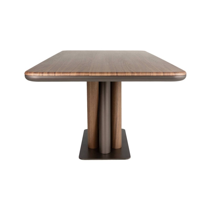 Mesa de comedor kairon rectangular en nogal y metal marrón perla 200x95 cm