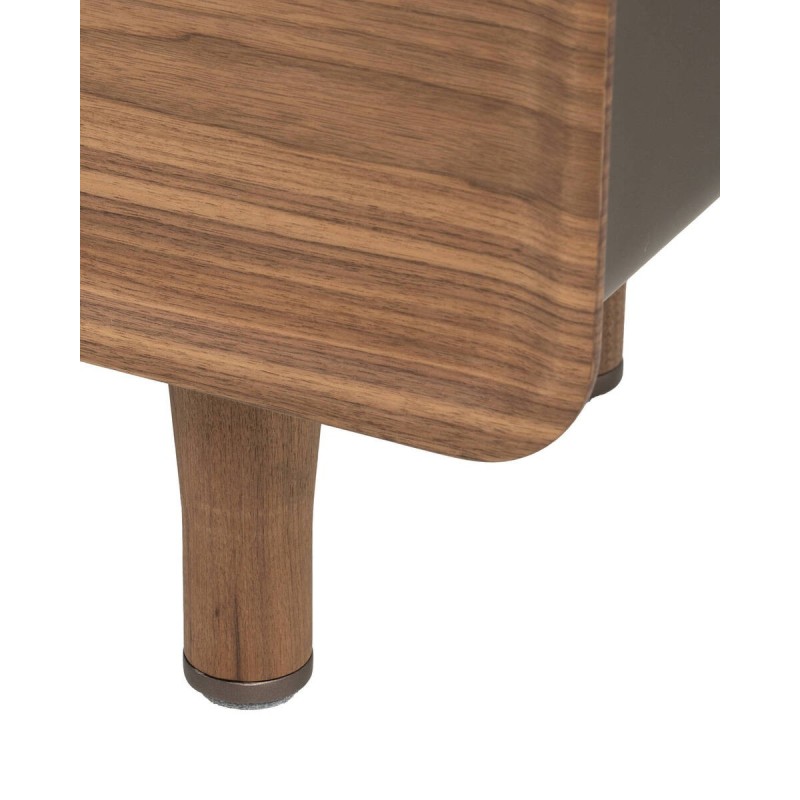 MUEBLE TV LONTAR CON PUERTAS CURVAS EN NOGAL Y ESTRUCTURA METÁLICA MARRÓN